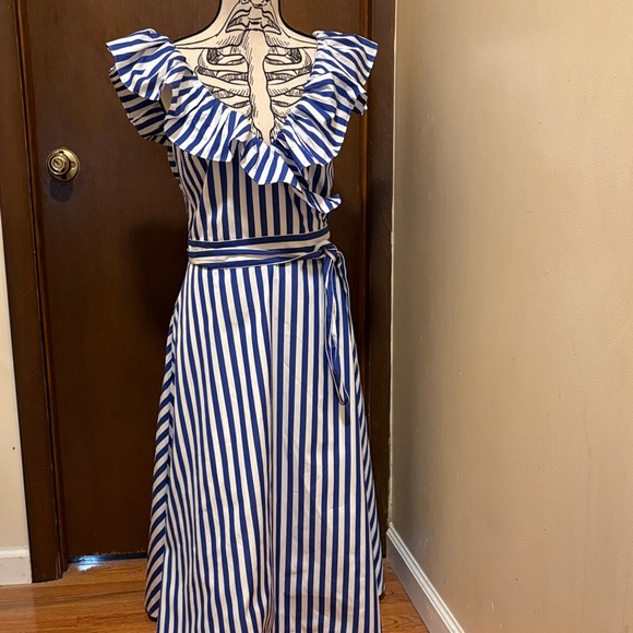 Ralph Lauren Dresses & Skirts - Ralph Lauren Navy and White Striped Wrap Maxi Dress NWT